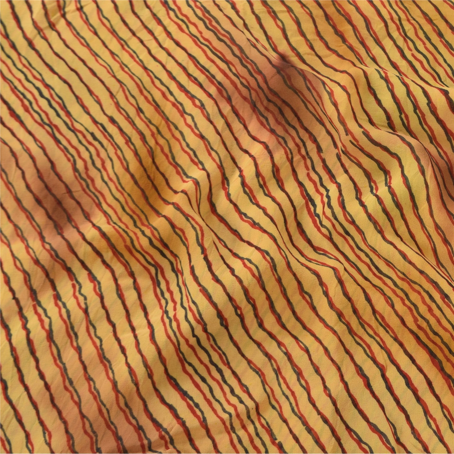 Sanskriti Vintage Sarees Multi Pure Georgette Silk Printed Sari 5yd Craft Sustainable Fabric