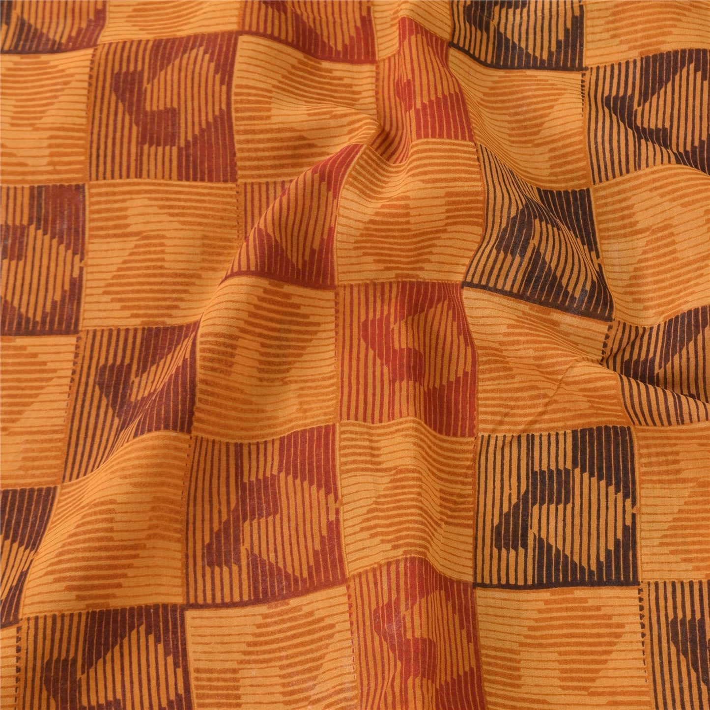 Sanskriti Vintage Sarees Multi Pure Georgette Silk Printed Sari 5yd Craft Sustainable Fabric