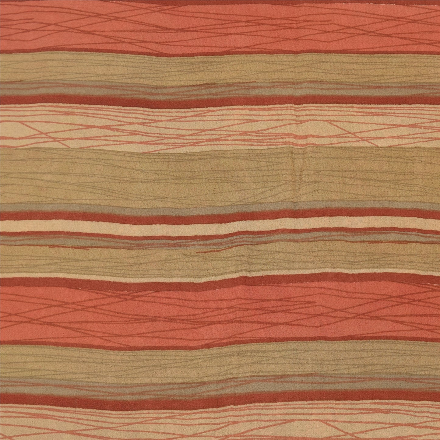 Sanskriti Vintage Sarees Multi Pure Georgette Silk Printed Sari 5yd Craft Sustainable Fabric