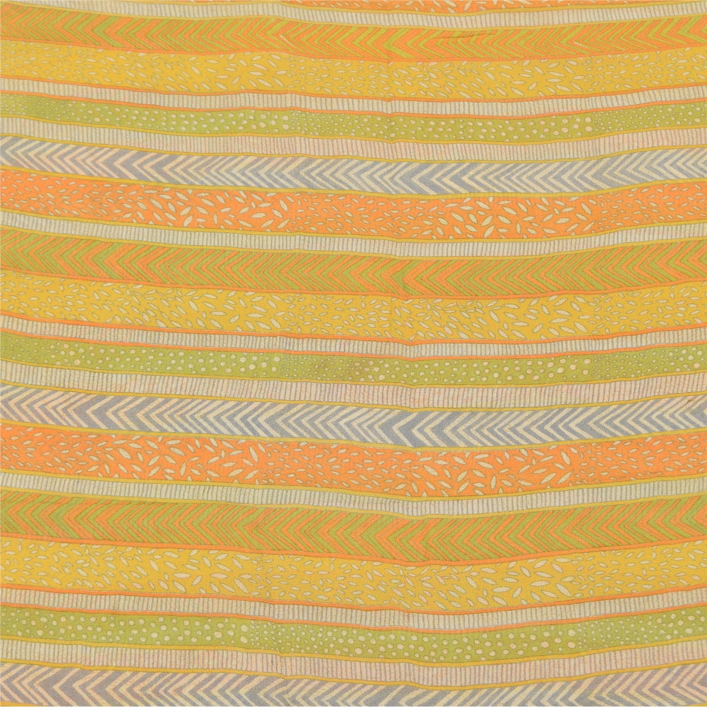 Sanskriti Vintage Sarees Multi Pure Georgette Silk Printed Sari 5yd Craft Sustainable Fabric