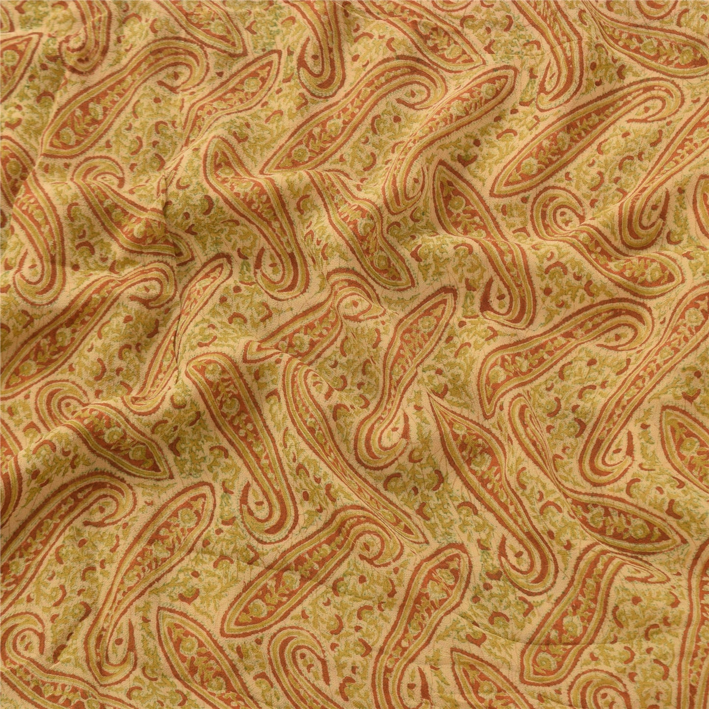 Sanskriti Vintage Sarees Multi Pure Georgette Silk Printed Sari 5yd Craft Sustainable Fabric