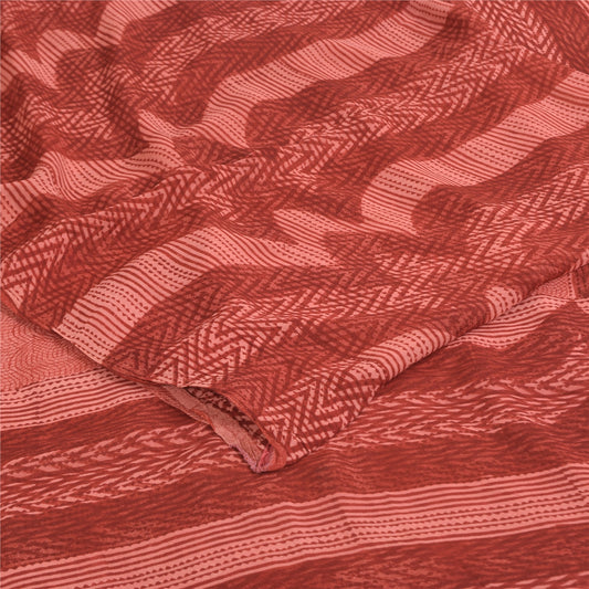 Sanskriti Vintage Sarees Dusty Pink Pure Georgette Print Sari 5+yd Craft Sustainable Fabric
