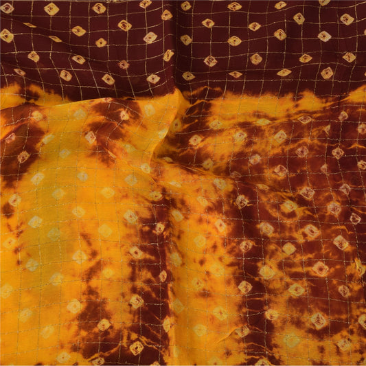 Sanskriti Vintage Sarees Bandhani Tie-Dye Zari vævet rent Georgette Sari bæredygtigt stof
