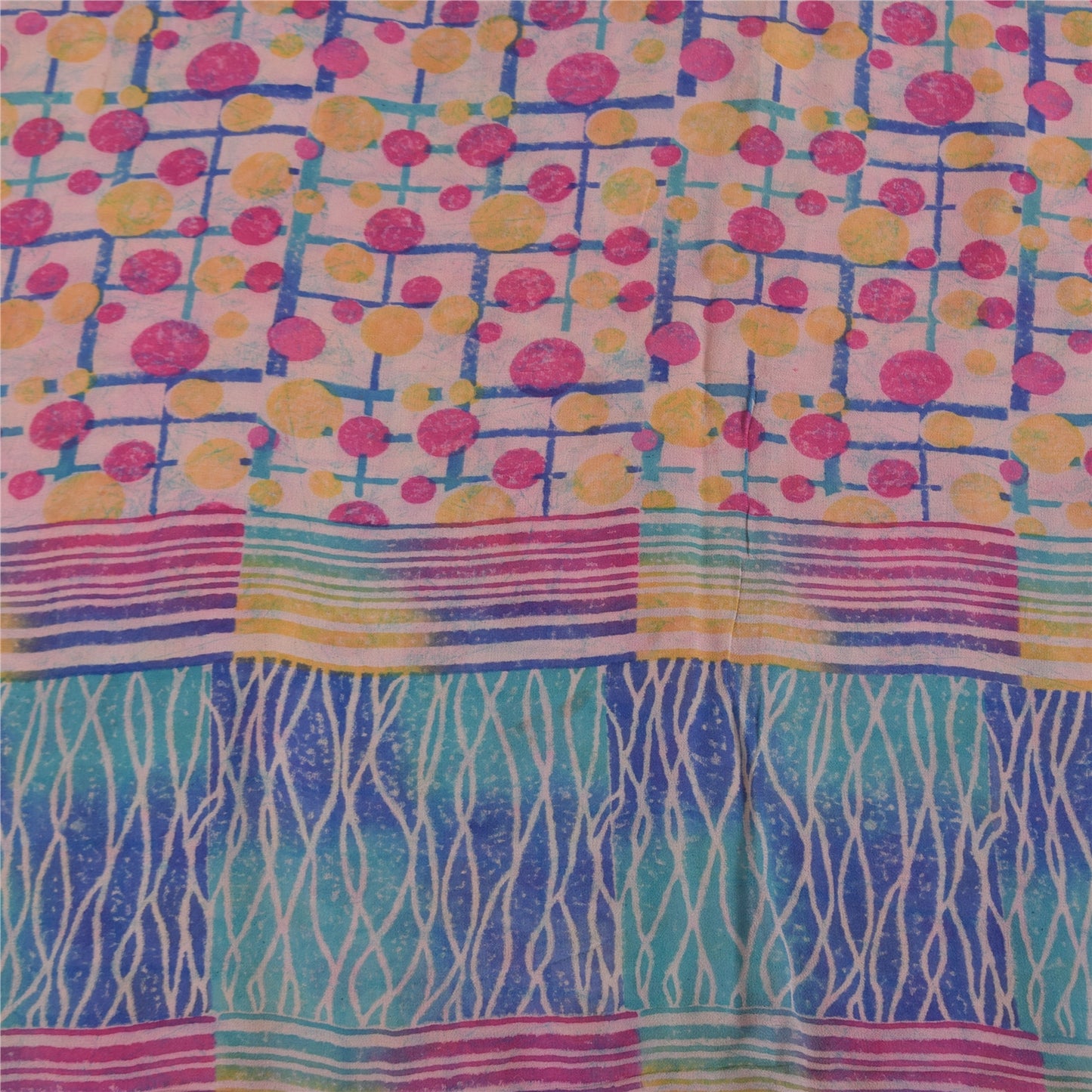 Sanskriti Vintage Sarees Pink Pure Georgette Silk Printed Sari 5+yd Craft Sustainable Fabric