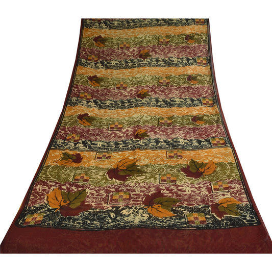 Sanskriti Vintage Sarees Multicolor Pure Georgette Print Sari 5+yd Craft Sustainable Fabric