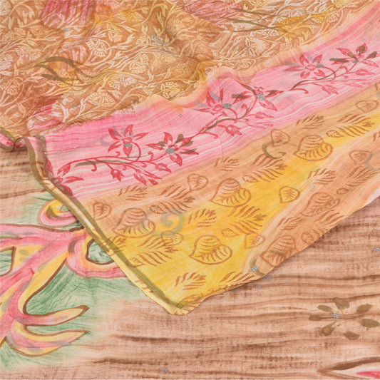 Sanskriti Vintage Sarees Multi Pure Georgette Silk Print Sari 5+yd Craft Sustainable Fabric