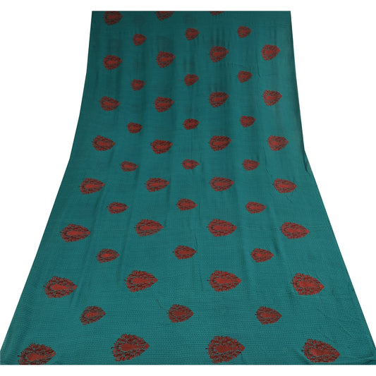 Sanskriti Vintage Sarees Blue Embroidered Pure Georgette Sari 5+yd Craft Sustainable Fabric