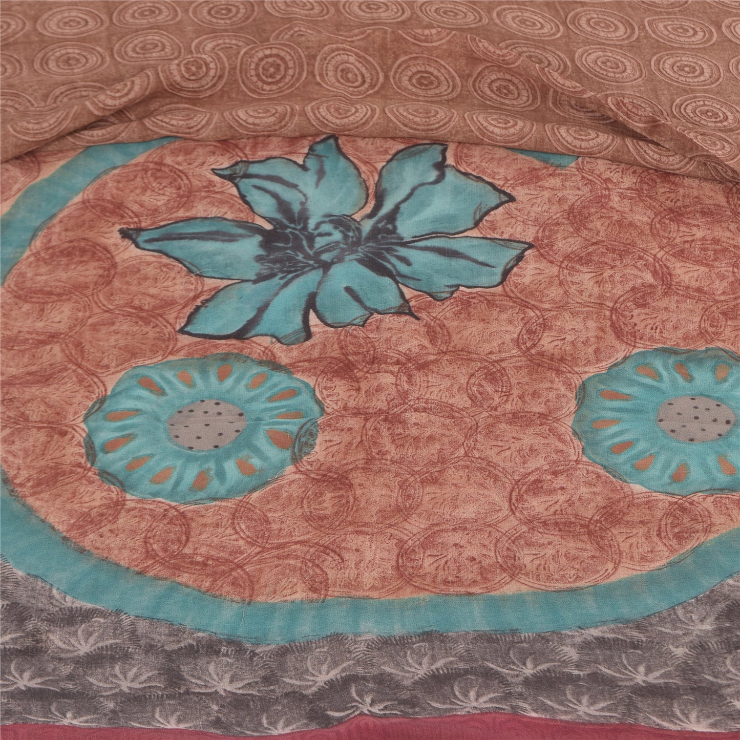 Sanskriti Vintage Sarees Dusty Pink Pure Georgette Print Sari 5+yd Craft Sustainable Fabric