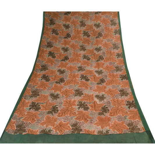 Sanskriti Vintage Sarees 100% Pure Georgette Silk Printed Sari 5+yd Craft Sustainable Fabric