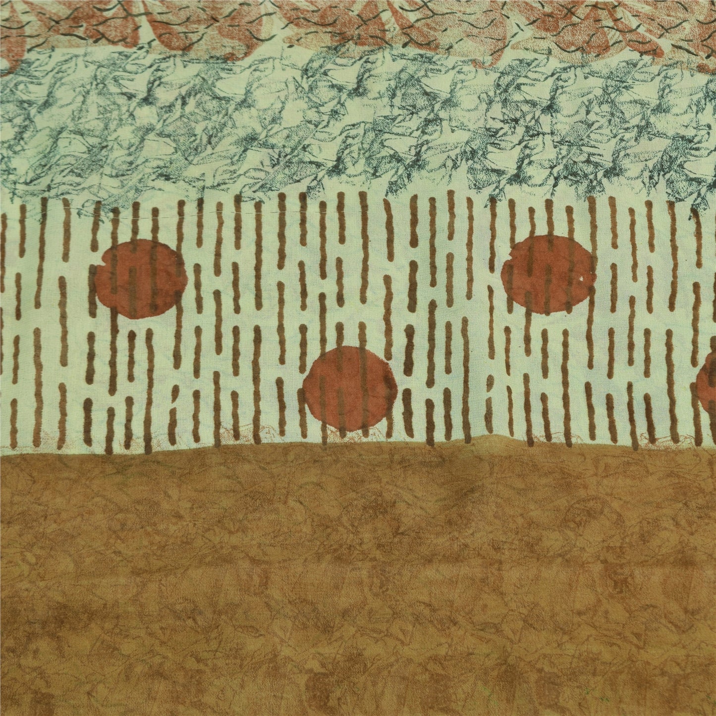 Sanskriti Vintage Sarees 100% Pure Georgette Silk Printed Sari 5+yd Craft Sustainable Fabric