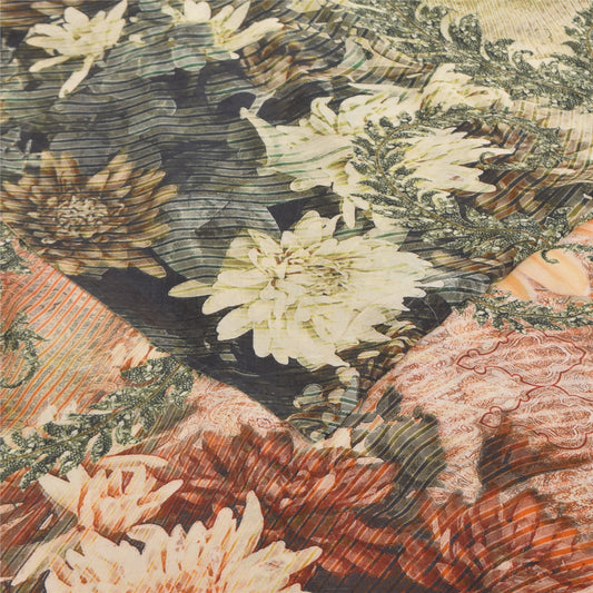 Sanskriti Vintage Sarees Multicolor Pure Georgette Print Sari 6+yd Craft Sustainable Fabric