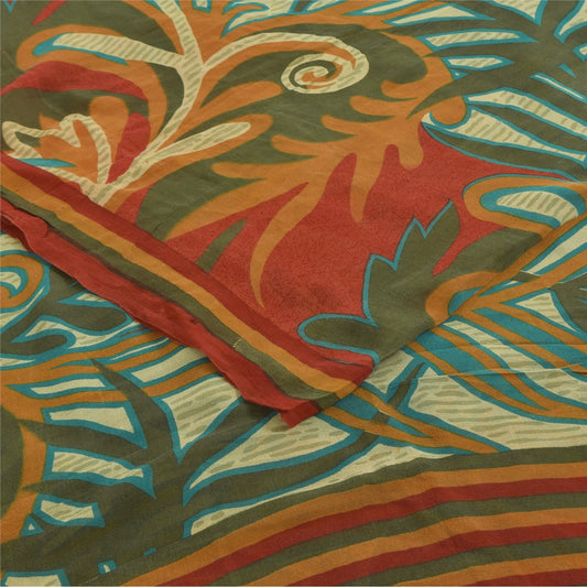 Sanskriti Vintage Sarees Pure Georgette Silk Printed Sari 5+yd Craft Sustainable Fabric