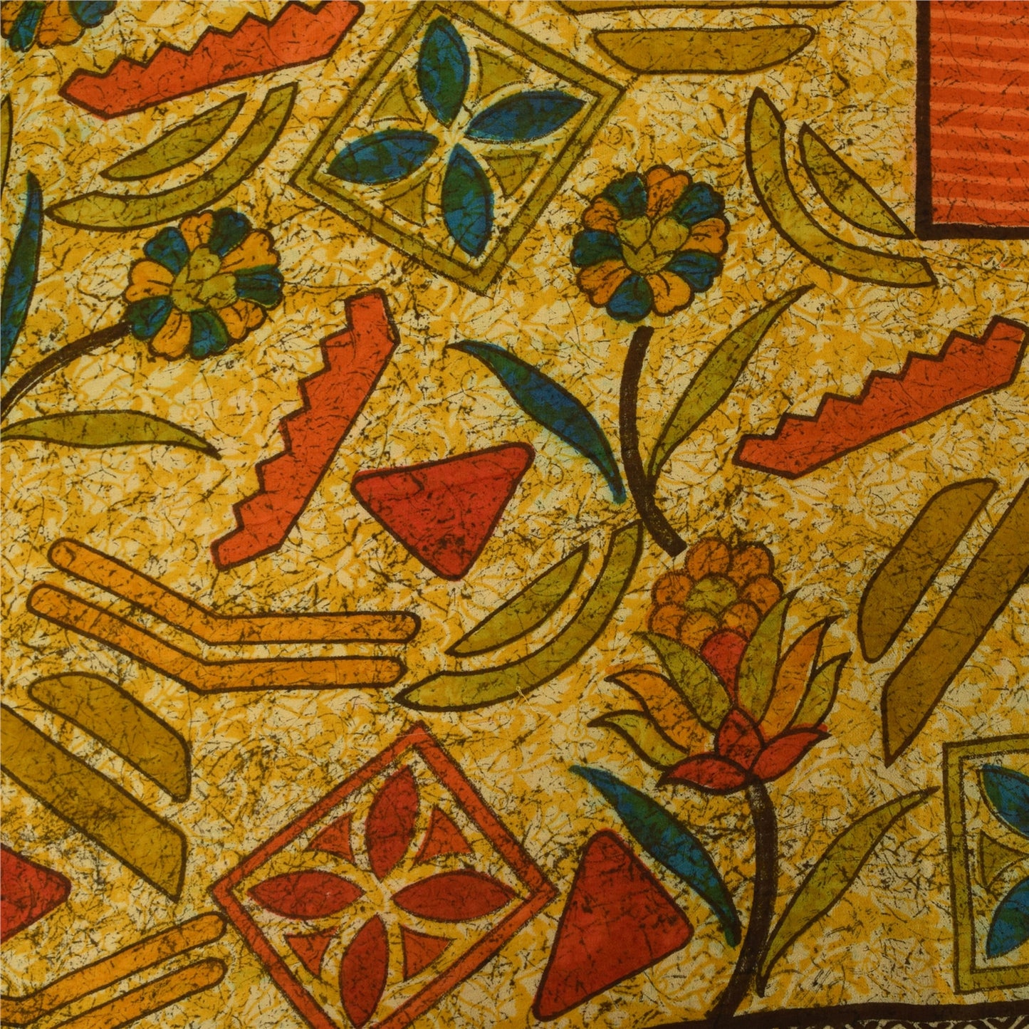 Sanskriti Vintage Sarees Yellow Pure Georgette Silk Print Sari 5+yd Craft Sustainable Fabric