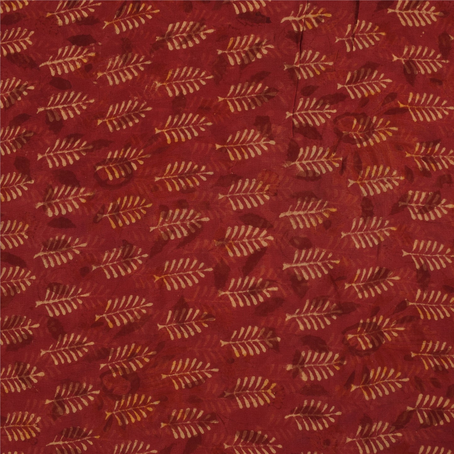 Sanskriti Vintage Sarees Red Pure Georgette Hand Block Printed Sari 5+yd Fabric