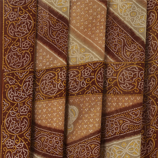 Sanskriti Vintage Sari Bandhani Printed Pure Georgette Silk Sarees Craft Fabric