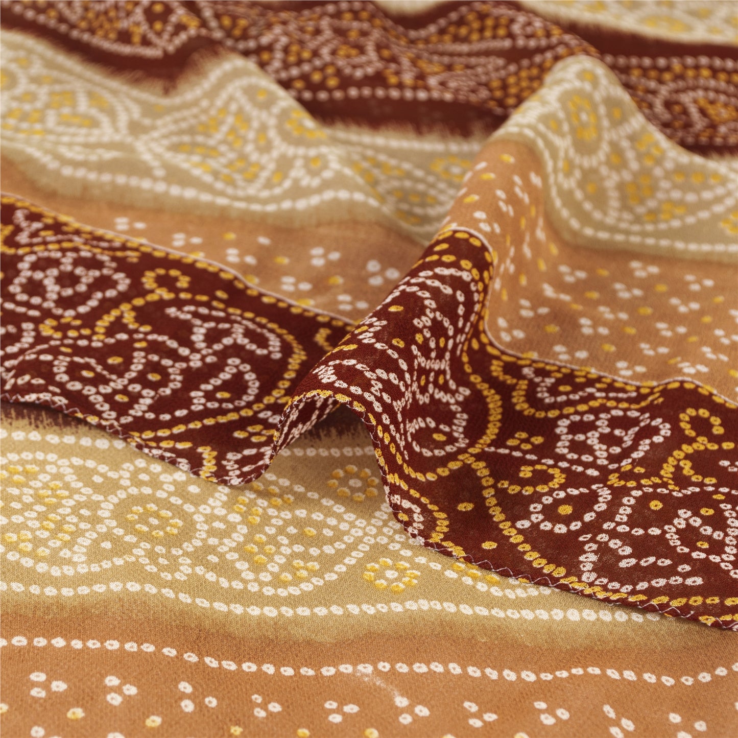 Sanskriti Vintage Sari Bandhani Printed Pure Georgette Silk Sarees Craft Fabric