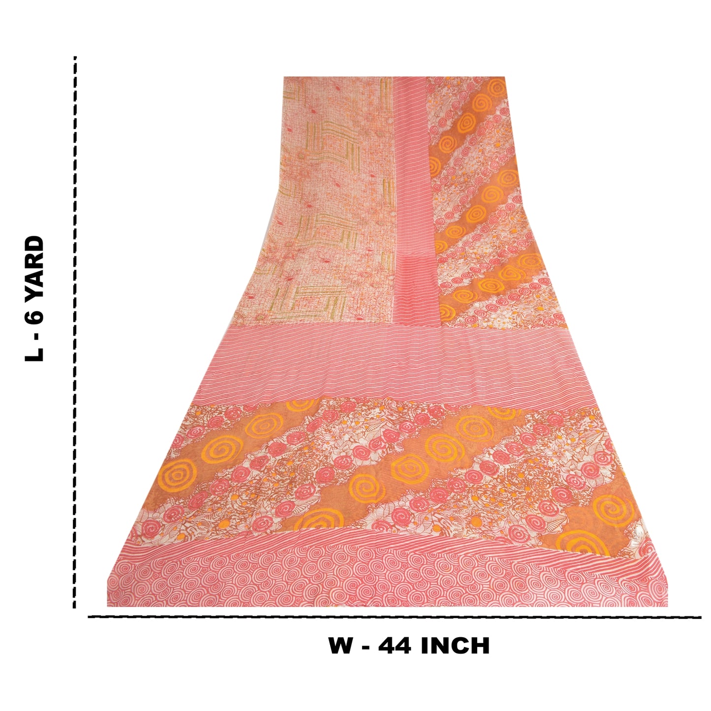 Sanskriti Vintage Sarees Multi Pure Georgette Silk Printed Sari 5yd Craft Fabric