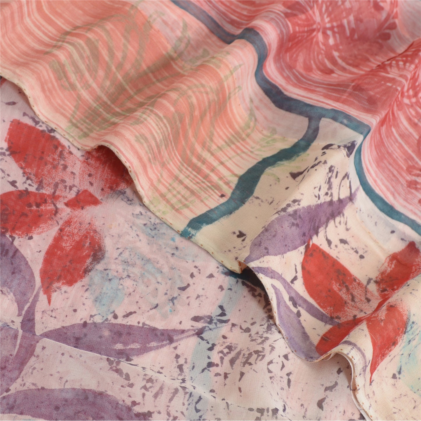 Sanskriti Vintage Multi Sarees Pure Georgette Silk Sari Printed 5yd Craft Fabric