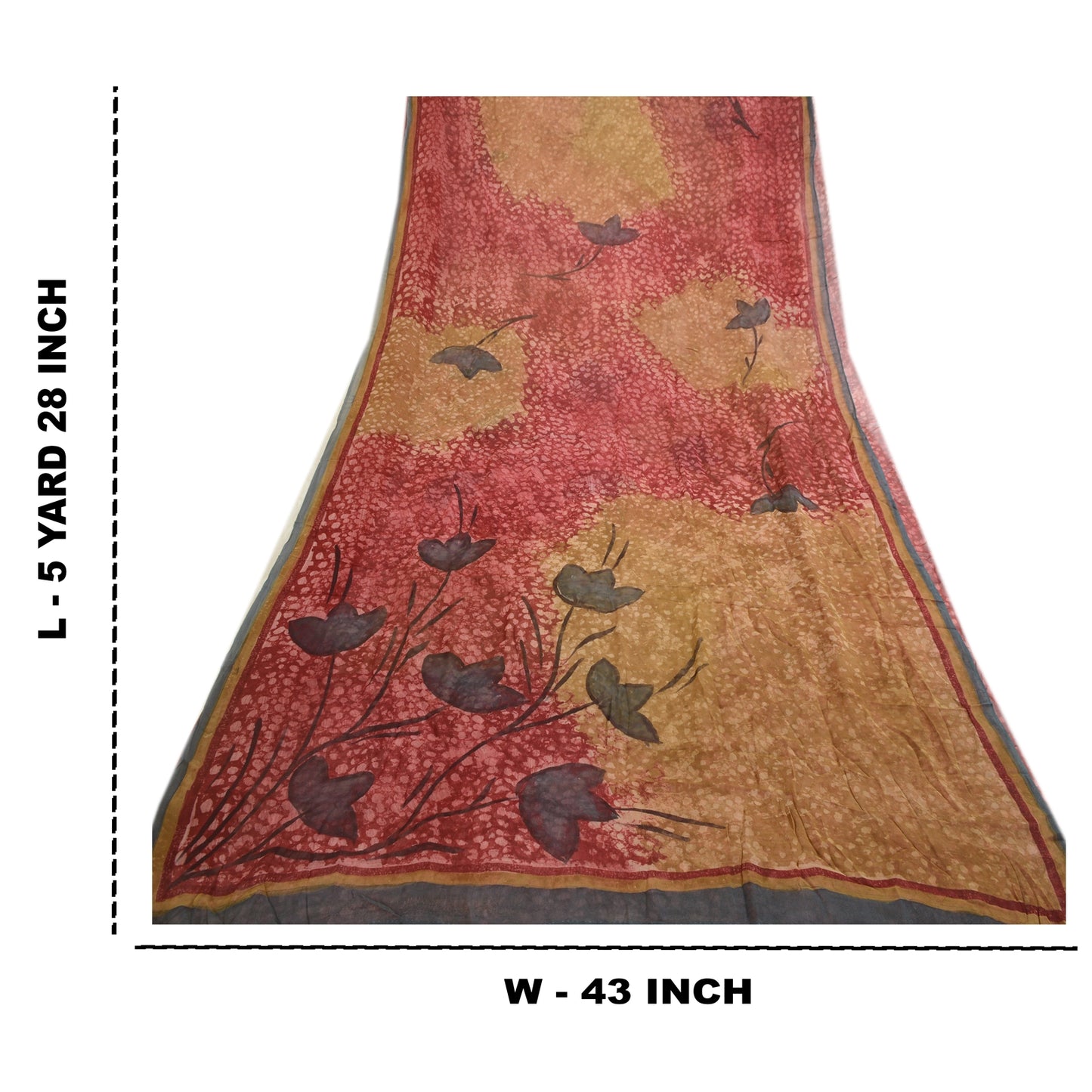 Sanskriti Vintage Dark Red Sarees Pure Georgette Silk Printed Sari Craft Fabric