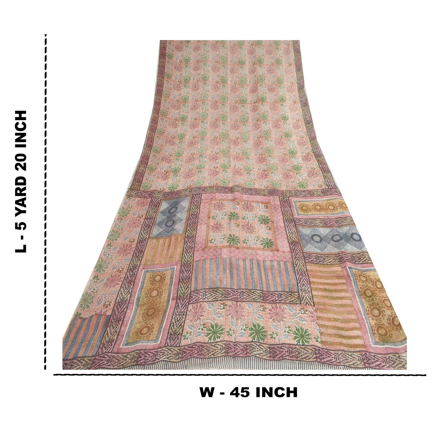 Sanskriti Vintage Dusty Pink Sarees Blend Georgette Printed Sari Craft Fabric