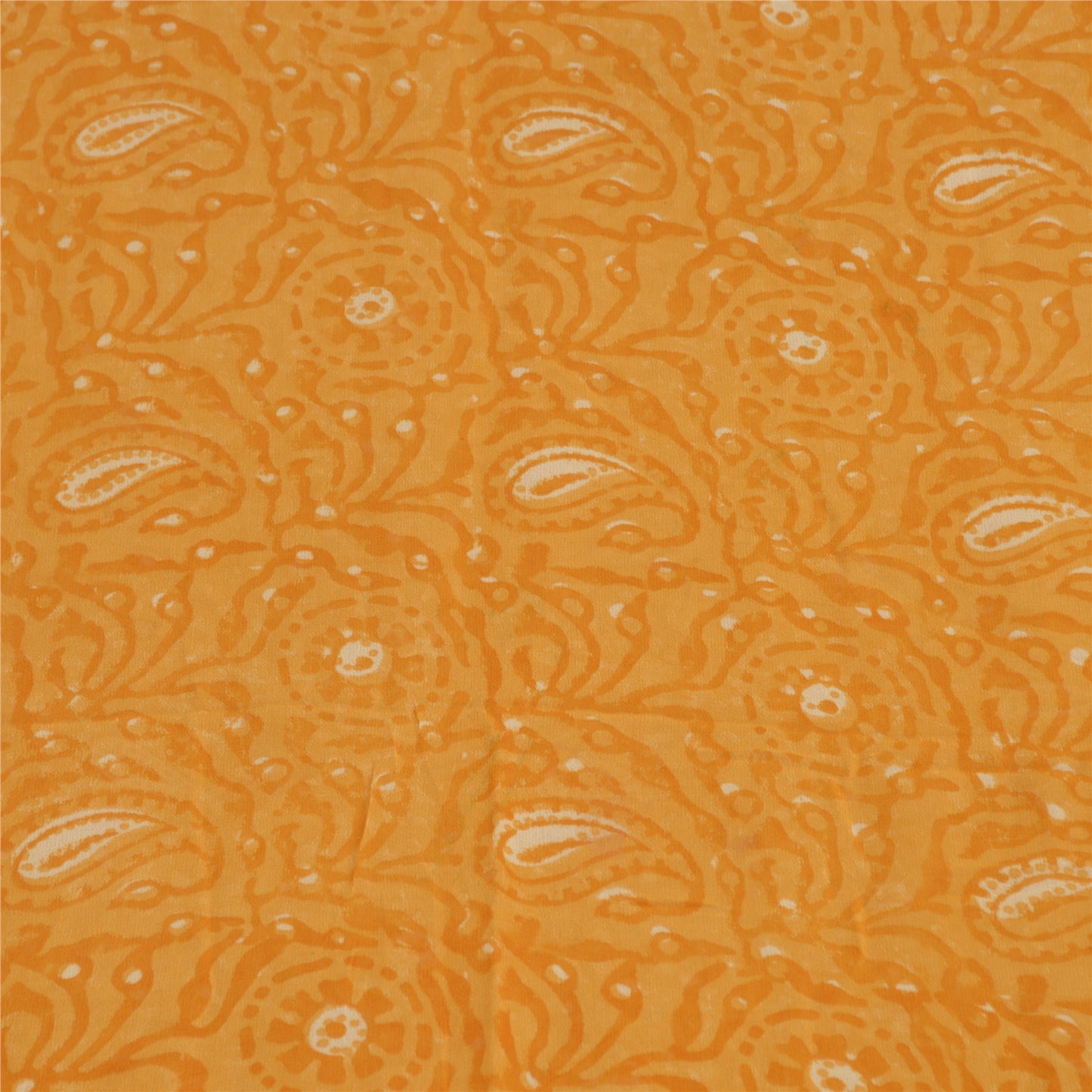 Sanskriti Vintage Yellow Sarees Pure Georgette Silk Printed Sari Craft Fabric
