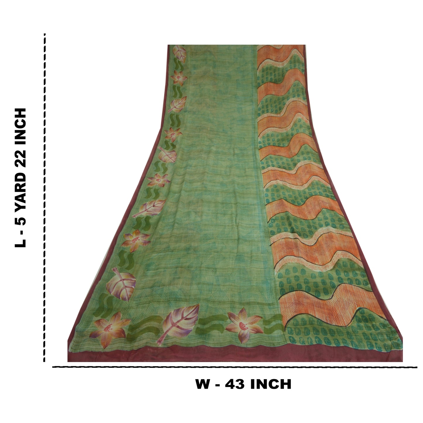 Sanskriti vintage Green Sarees Pure Georgette Silk Printed Sari Craft 5Yd Fabric