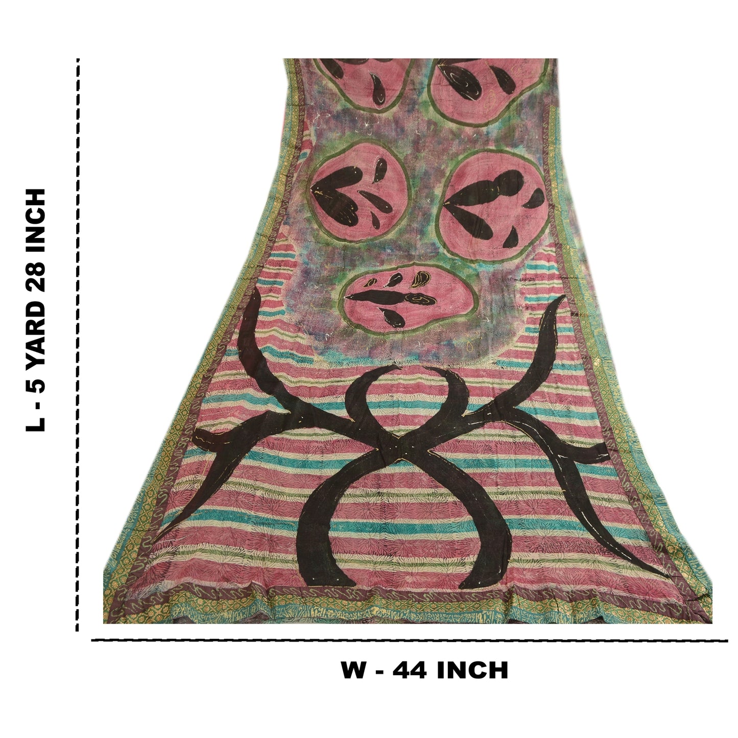 Sanskriti Vintage Sarees Multi Pure Georgette Silk Printed Sari 5yd Craft Sustainable Fabric