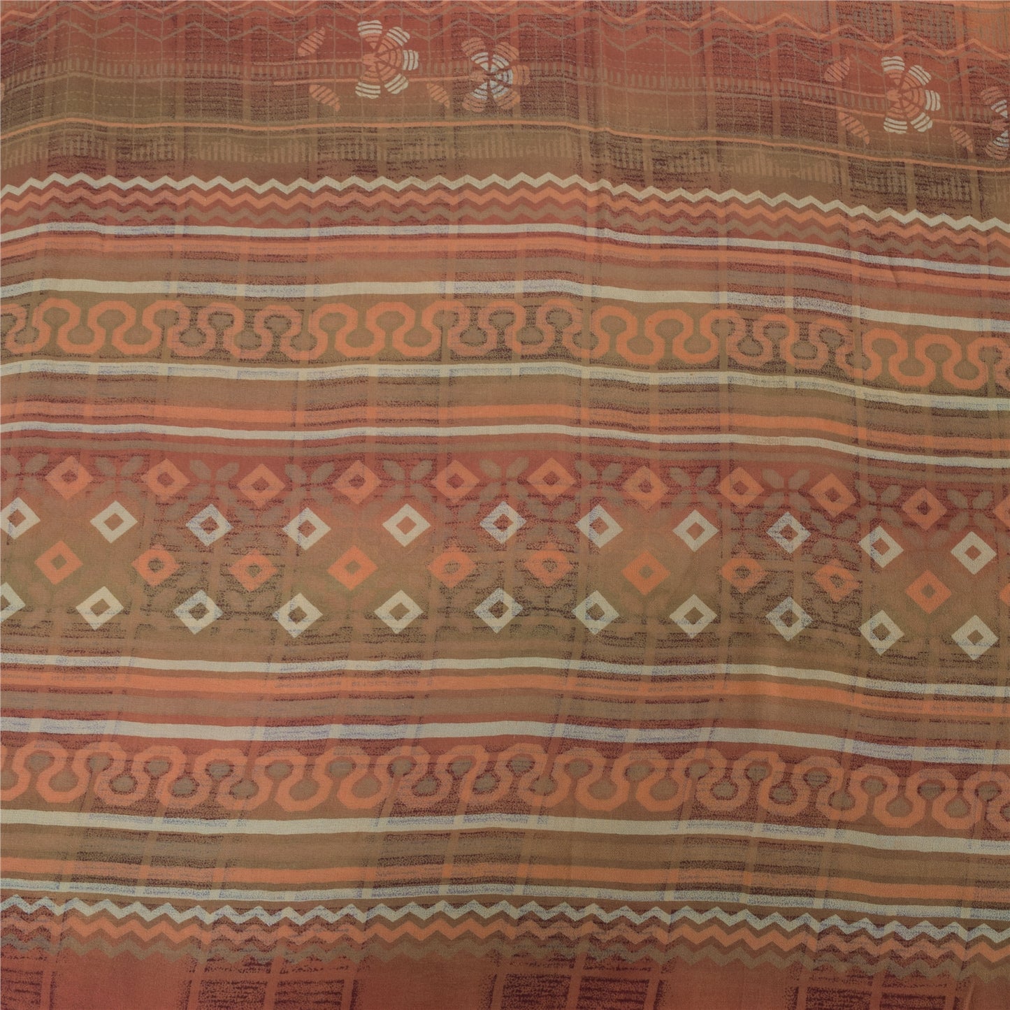 Sanskriti Vintage Multi Sarees Pure Georgette Silk Printed Sari 5yd Craft Fabric