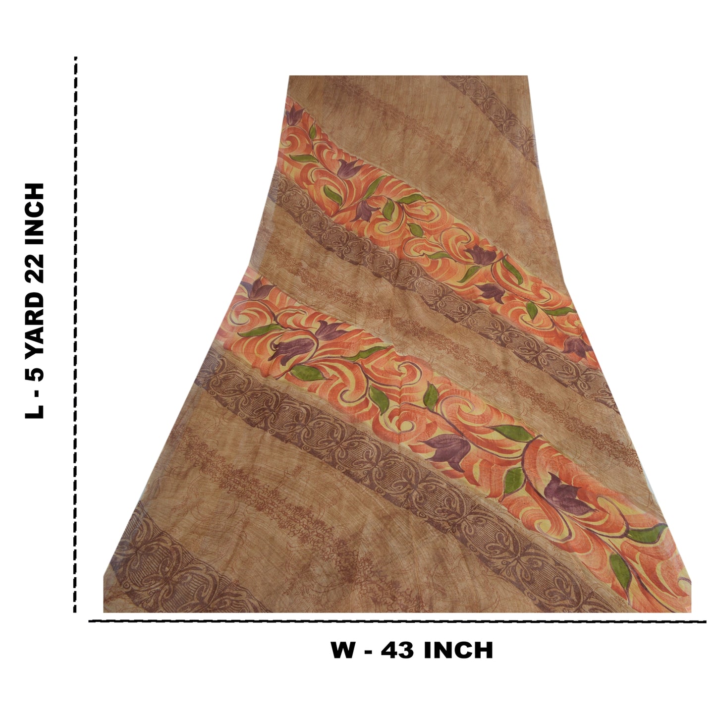 Sanskriti Vintage Brown Sari Pure Georgette Silk Printed Sarees Craft Fabric