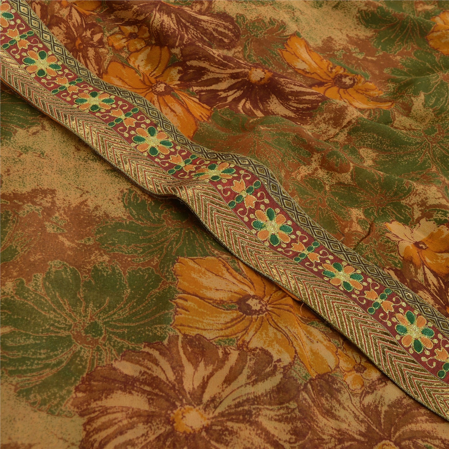 Sanskriti Vintage Multi Indian Sarees Pure Georgette Printed Sari Craft Fabric
