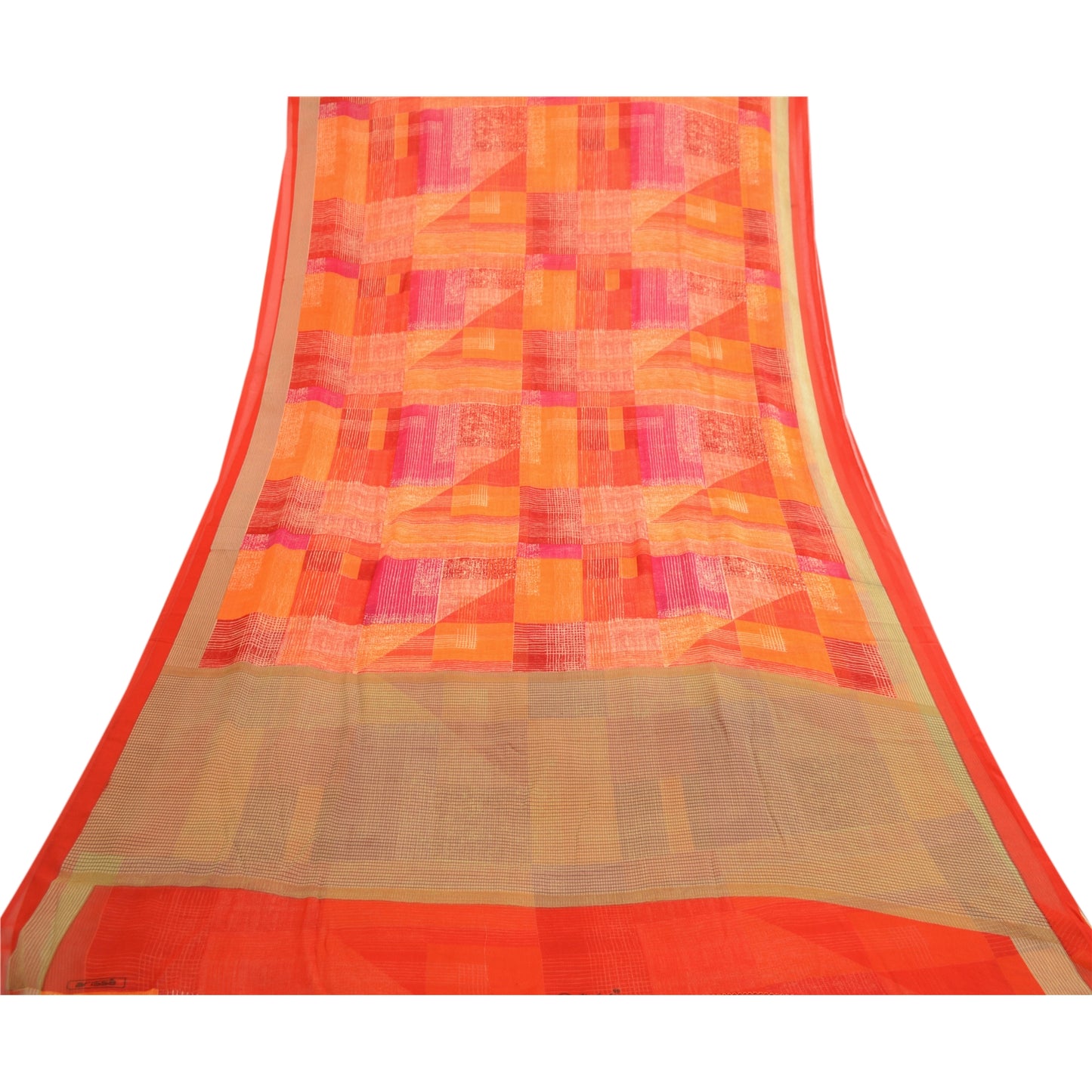 Sanskriti Vintage Indian Sari Georgette Printed Sarees Craft Floral 5 YD Fabric