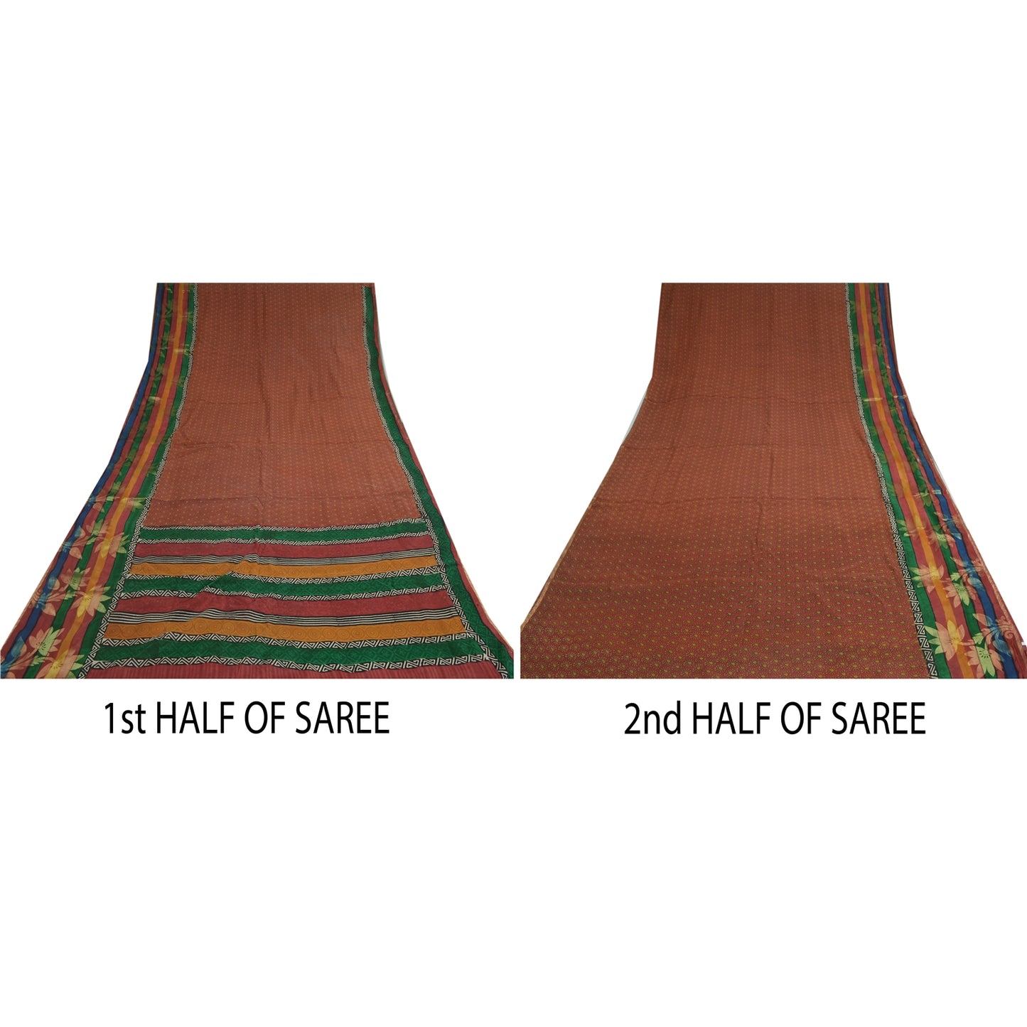 Sanskriti Vintage Dark Red Sarees Blend Georgette Printed Sari Craft Fabric