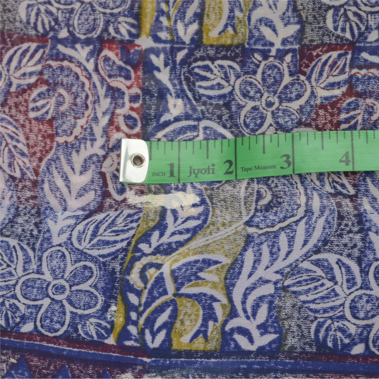 Sanskriti Vintage Blue Sarees Block Print Pure Georgette Silk Sari Craft Fabric