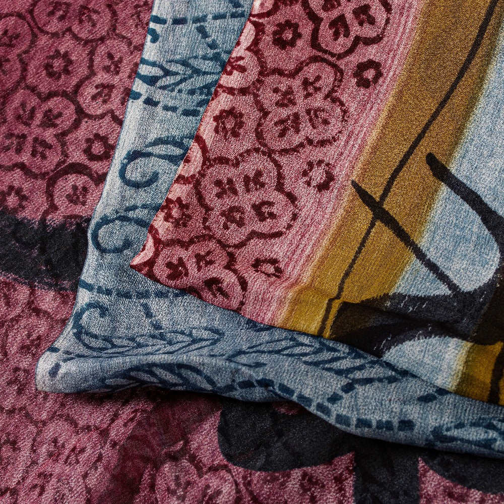 Sanskriti Vintage Sari Blend Georgette Lilla Trykt Sari 5 Yard Håndværk Bæredygtigt Stoff