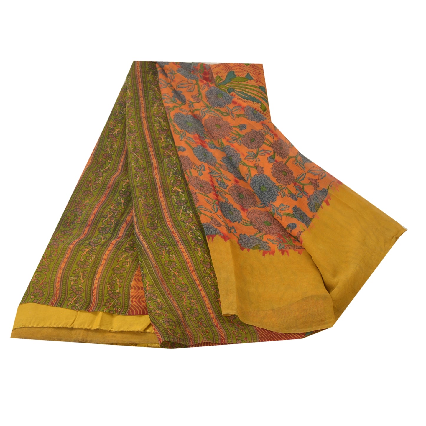 Sanskriti Vintage Peach Bollywood Sarees Pure Georgette Silk Fabric Printed Sari