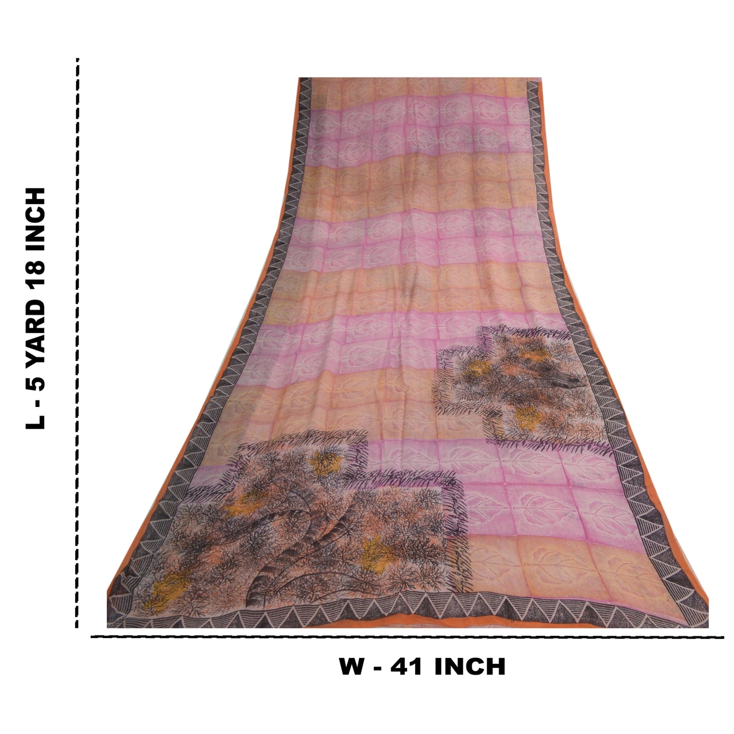Sanskriti Vintage Pink Saree Blend Georgette Printed Sari 5Yd Craft Soft Sustainable Fabric