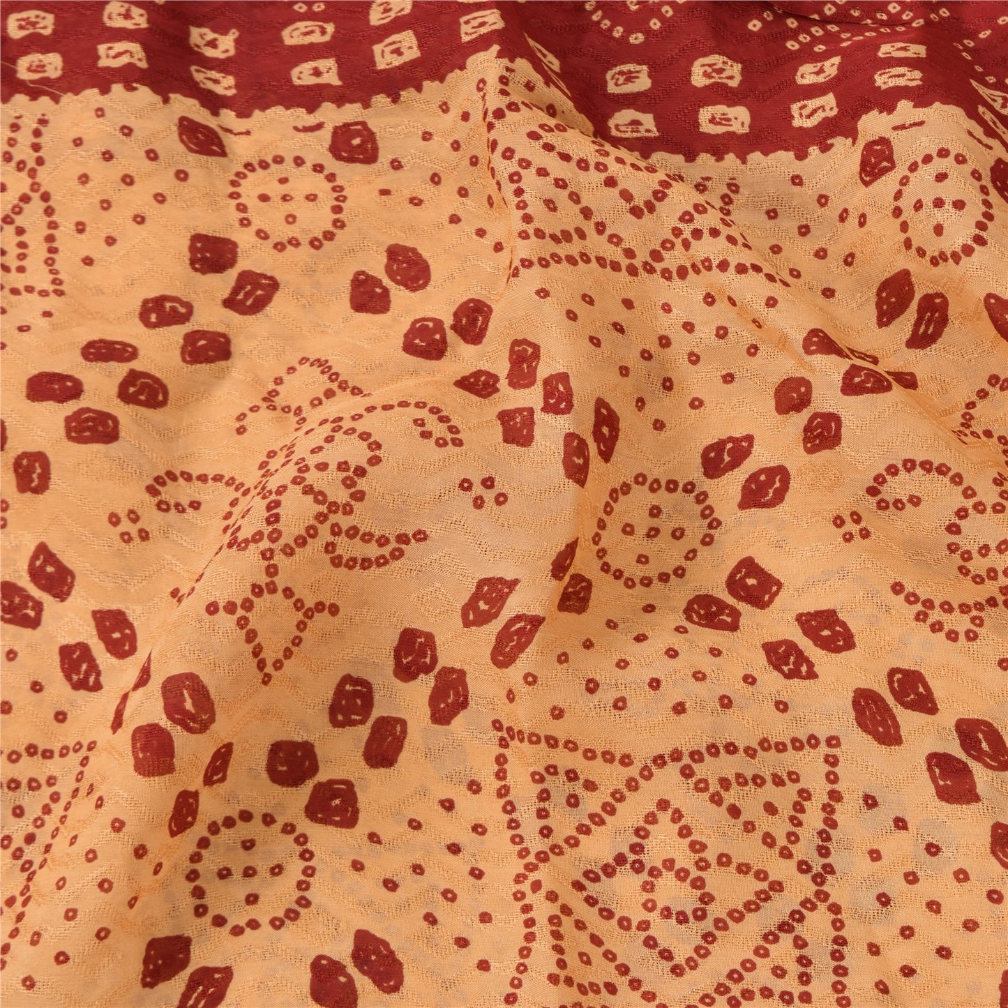 Sanskriti Vintage Blend Silk Beige Printed Zari Border Sarees 5 YD Craft Fabric upholstery fabric