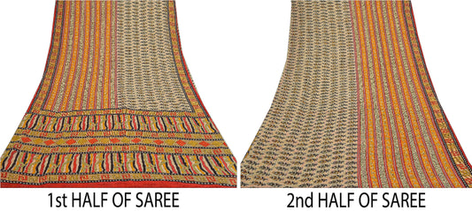Sanskriti Vintage Indian Sarees Pure Georgette Silk Printed Sari Craft Sustainable Fabric