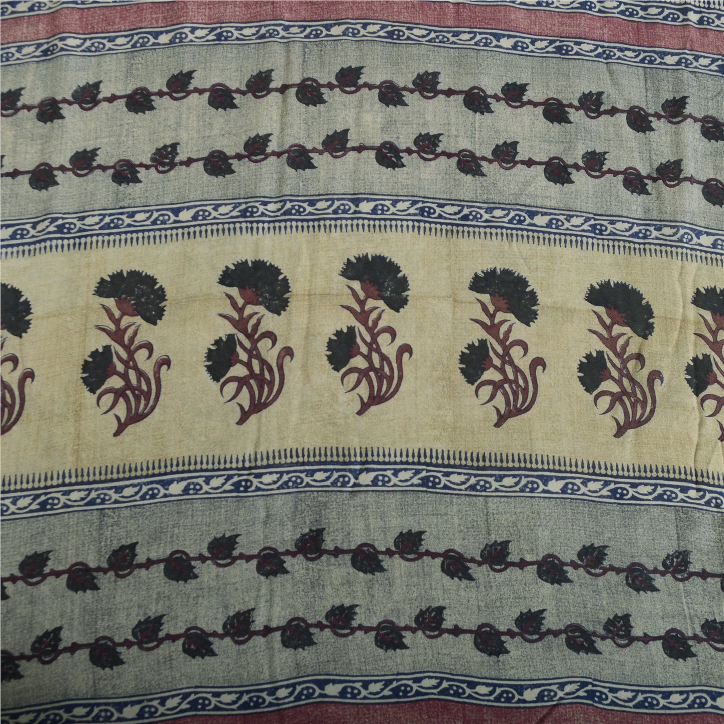 Sanskriti Vintage shade of Ivory Sarees Pure Georgette Printed Sari Craft Fabric