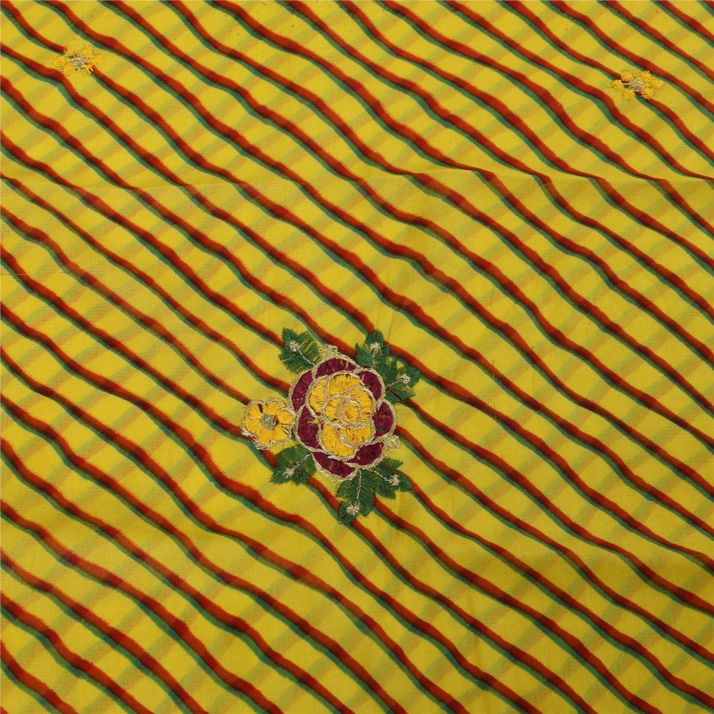 Sanskriti Vintage Blend Georgette Sarees Lemon Leheria Printed Sari Dress Fabric