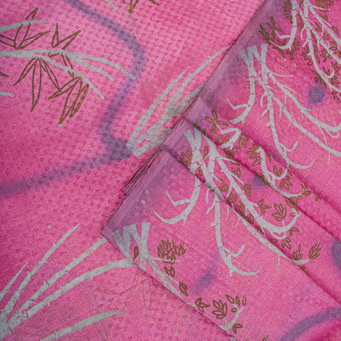 Sanskriti Vintage Saree Pink 100% Pure Silk Printed-Woven Fabric Premium Sari