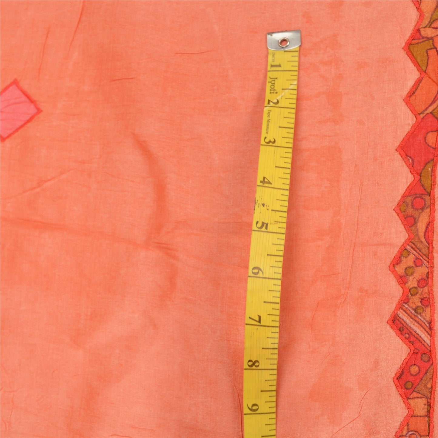 Sanskriti Vintage Peach Indian Saree Pure Silk Embroidered Craft Fabric Sari