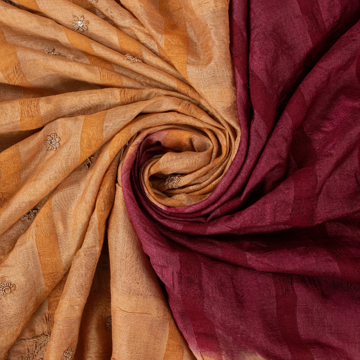 Sanskriti Vintage Plum Red & Brown Sarees Pure Silk Hand Bead Zardozi 5+YD Sari