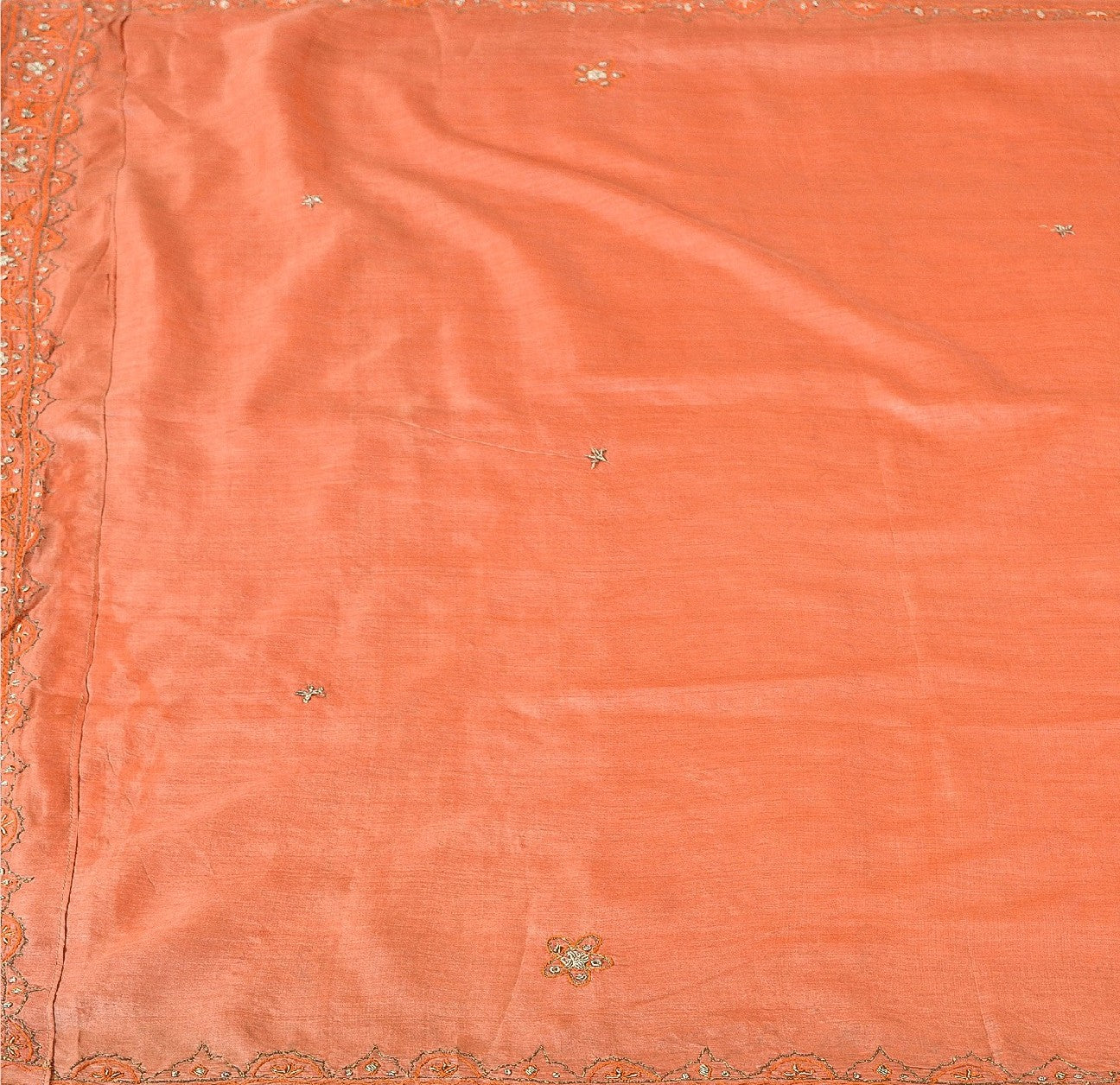 Sanskriti Vintage Indian Saree 100% Pure Silk Hand Beaded Sustainable Fabric Premium Sari