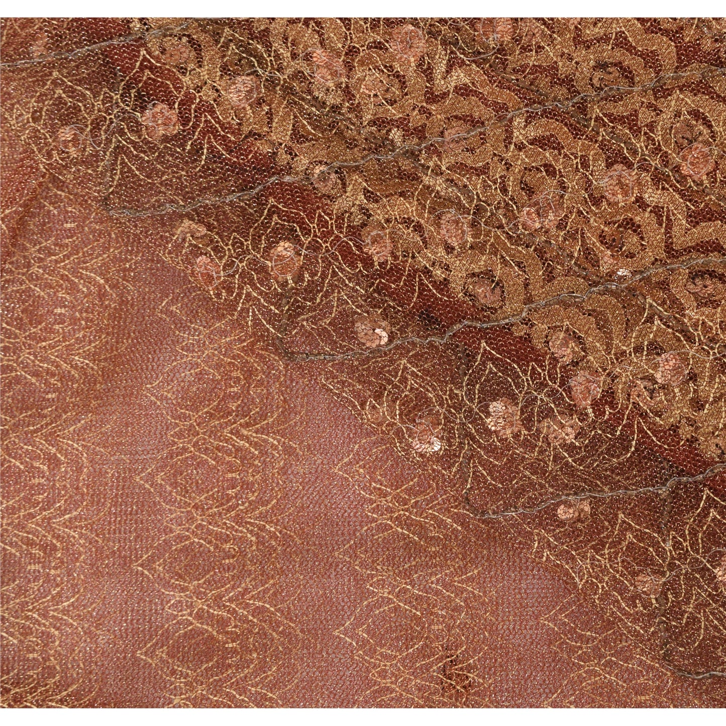 Sanskriti Vintage Hand-Beaded Dark Red Net Sari Fabric: 5yd Craft Supply Uses--Crafts Sewing Patchwork Home Decor, Bag Making, Etc