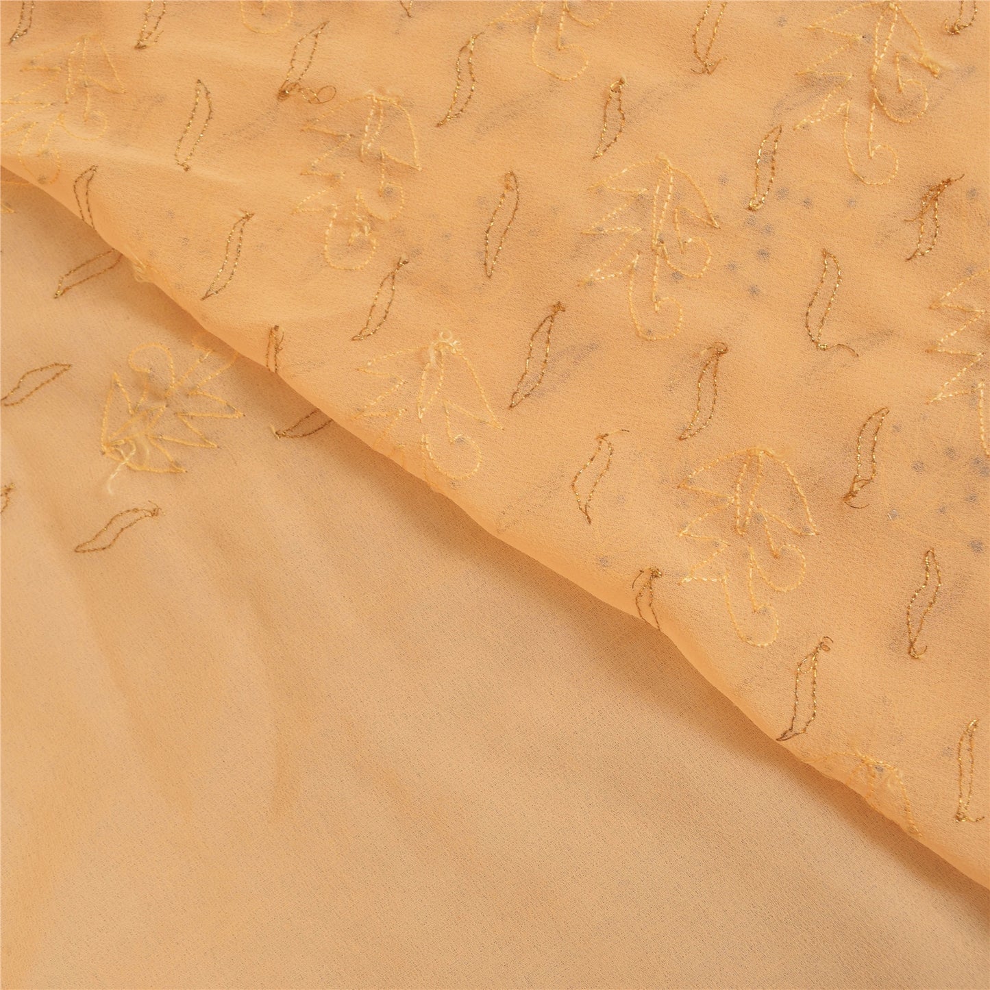 Sanskriti Vintage Peach Sarees Art Silk Hand Beaded Unique Sari 5yd Craft Fabric