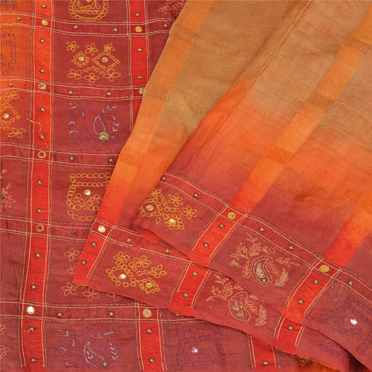 Sanskriti Vintage Multicolor Sarees Pure Silk Hand Beaded Fabric Premium Sari