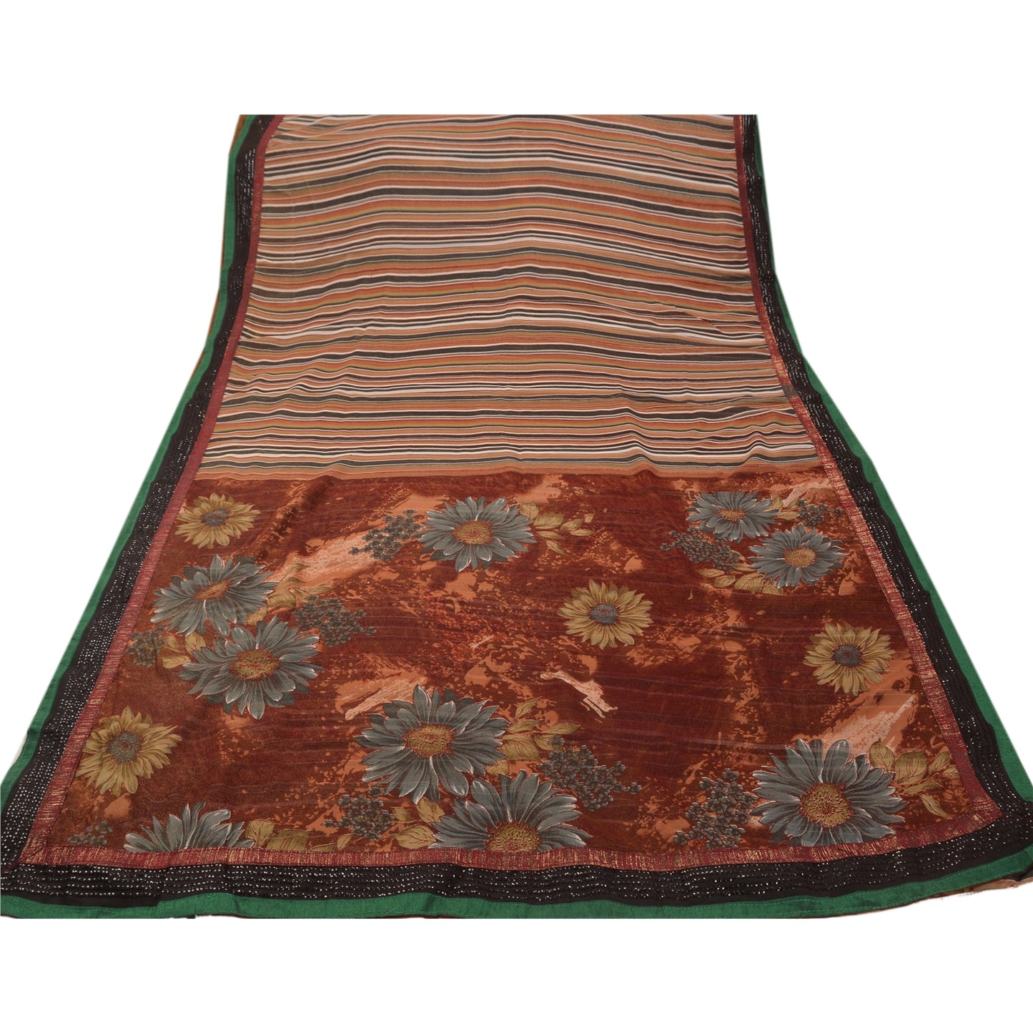 Sanskriti Vintage Sarees Georgette Embroidered Craft 5 YD Fabric Premium Sari