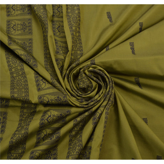 Sanskriti Vintage Green Sarees Art Silk Lady Design Woven Craft Fabric Sari