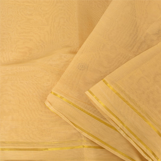 Sanskriti Vintage Indian Cream Sarees Art Silk Hand Beaded Sari 5yd Craft Fabric